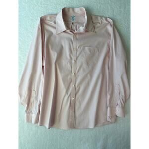 Brooks Brothers Regular Fit Supima Cotton Shirt Size 18 36 Pink Non Iron Button